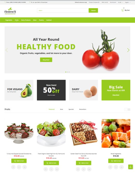 best opencart themes food stores feature