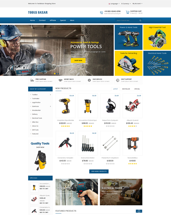 best tool hardware stores opencart themes feature