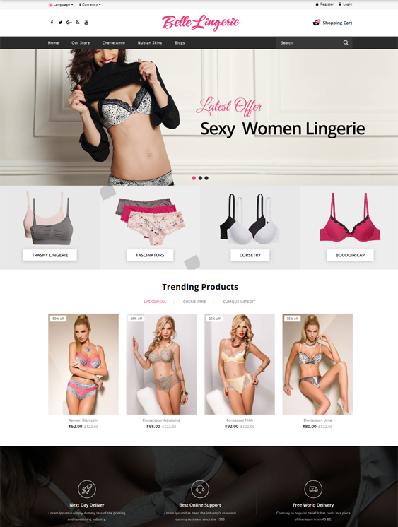 opencart themes for selling lingerie underwear