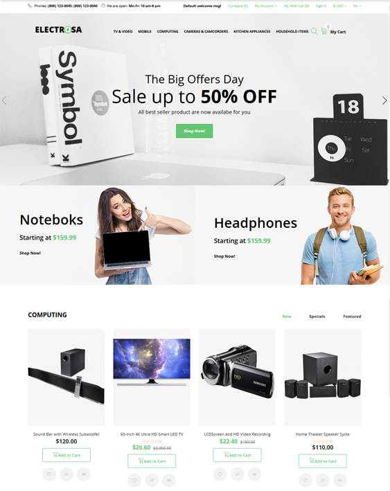 best opencart themes for selling eletronics stores feature