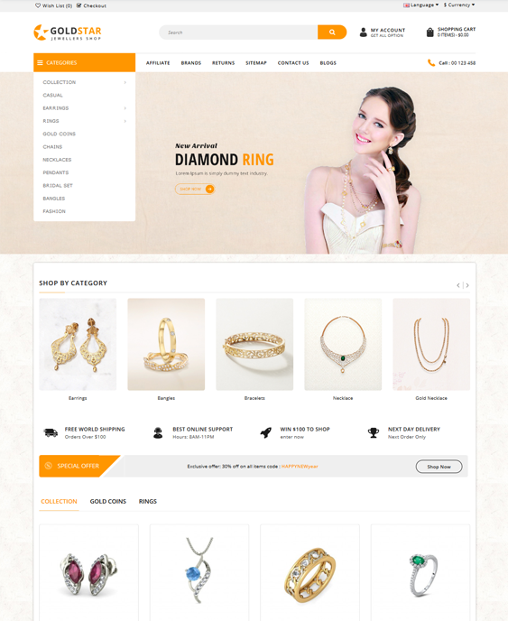 opencart themes for selling jewelry watches