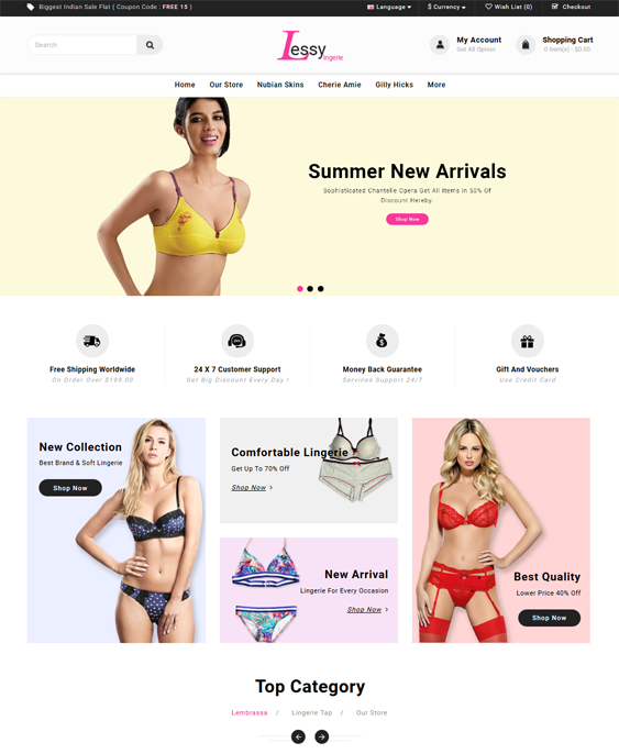 opencart themes for selling lingerie underwear