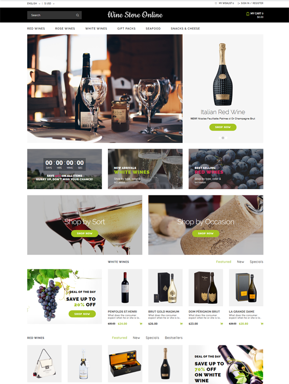 opencart themes for selling wine