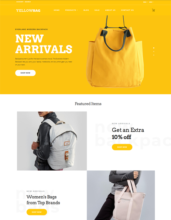 opencart themes for selling purses handbags backpacks