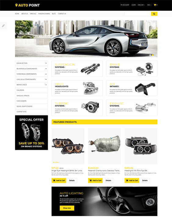 best opencart themes car vehicle automotive stores feature