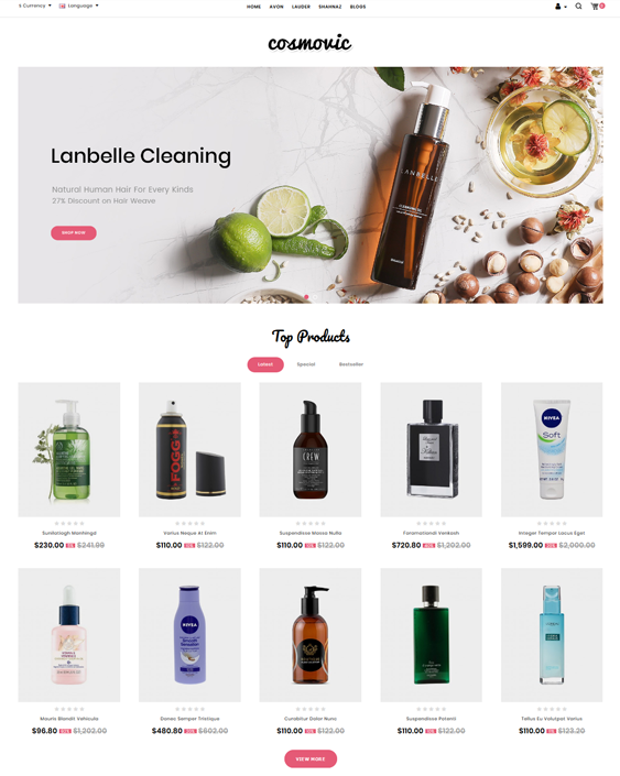 OpenCart themes for selling makeup, hair products, cosmetics, perfume, and beauty products