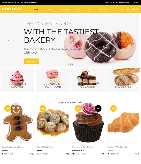 bakery shopify themes for selling cakes bread cookies