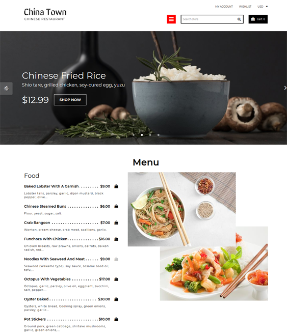 food restaurant shopify themes feature