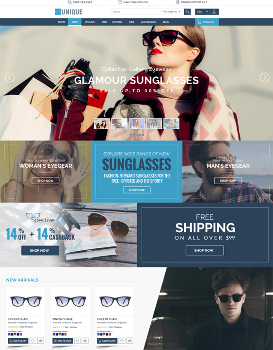 prestashop themes selling sunglasses eyewear