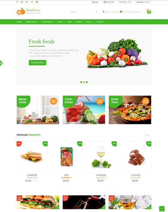 12 of the Best PrestaShop Themes for Food & Grocery Stores