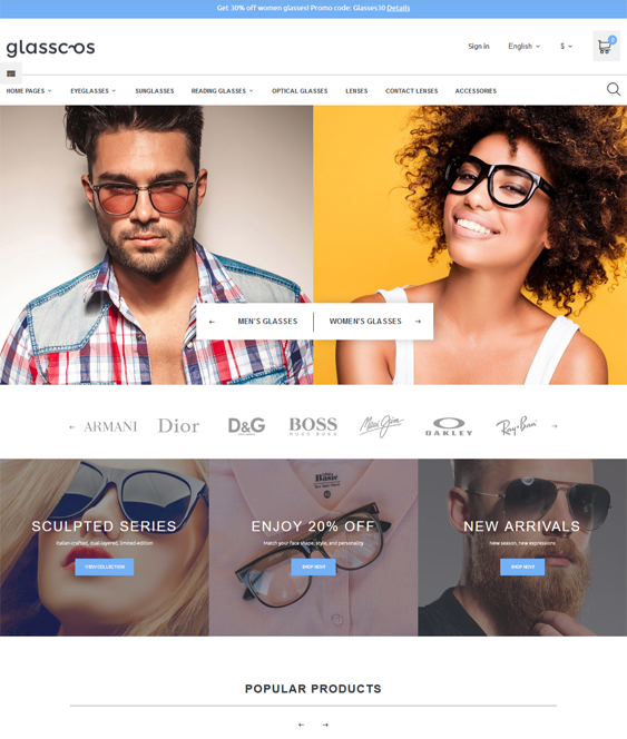 best prestashop themes selling sunglasses eyewear feature