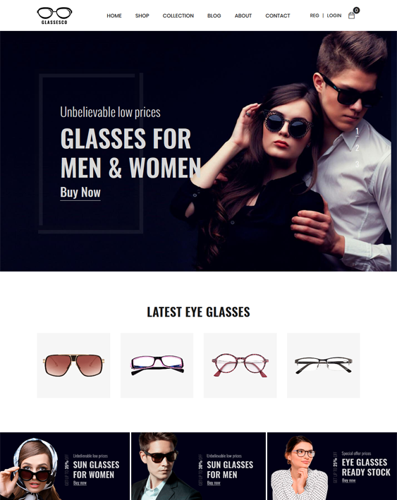 shopify themes for selling sunglasses and eyewear