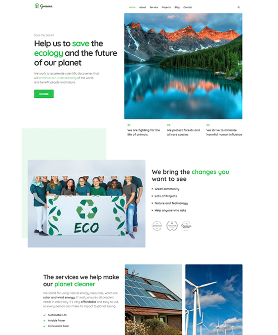 best wordpress themes green ecofriendly environmental websites feature