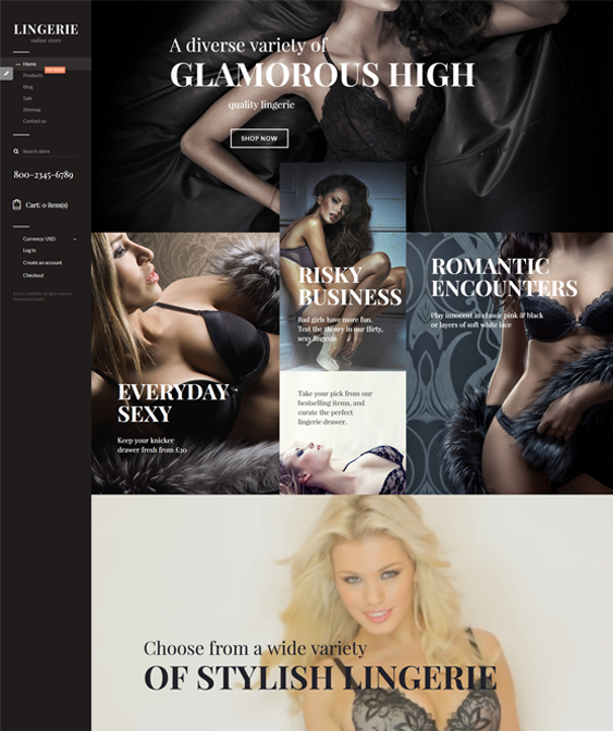 shopify themes lingerie underwear stores