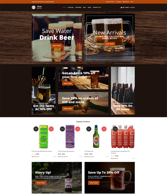 best shopify themes for selling drinks beverages wine coffee tea alcohol feature