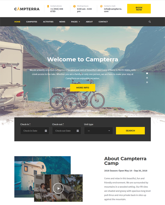 best wordpress themes for outdoor activities like hiking camping feature