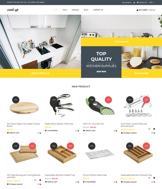shopify themes for selling kitchen supplies like bakeware cakeware dinnerware