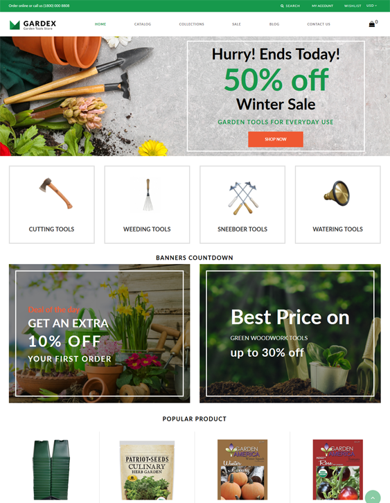 shopify themes for gardening stores