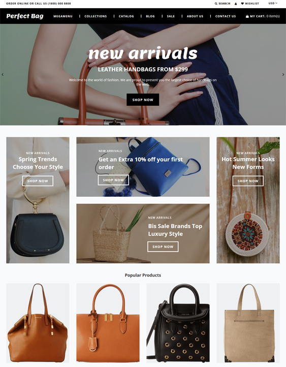 shopify themes for selling handbags purses backpacks
