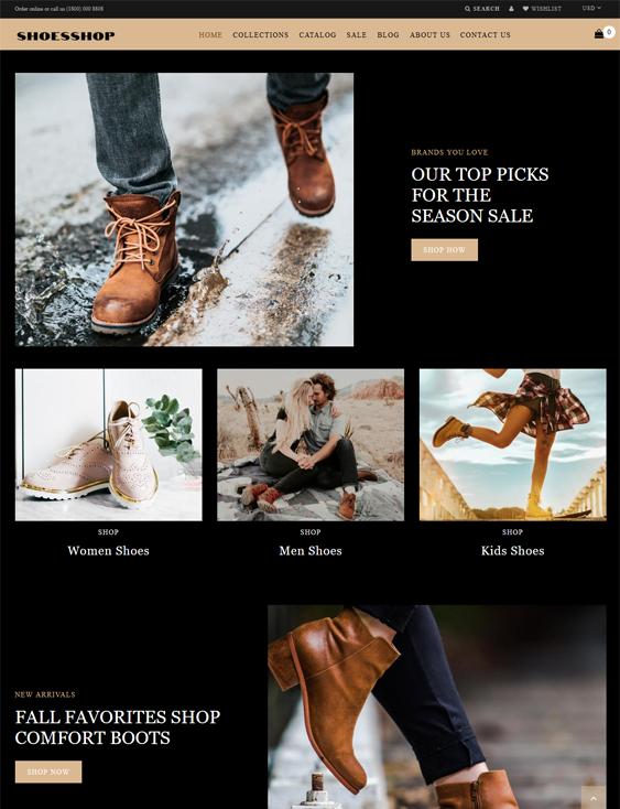 best shopify themes for selling shoes footwear feature