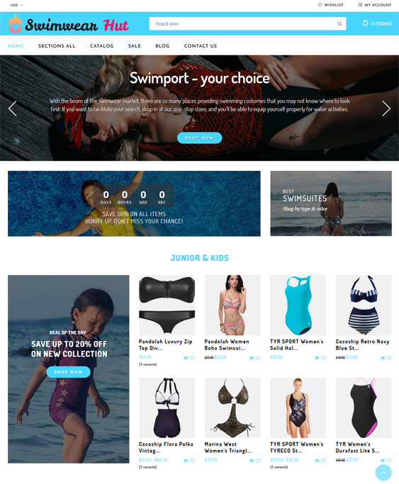 best shopify themes for selling bikinis swimwear feature