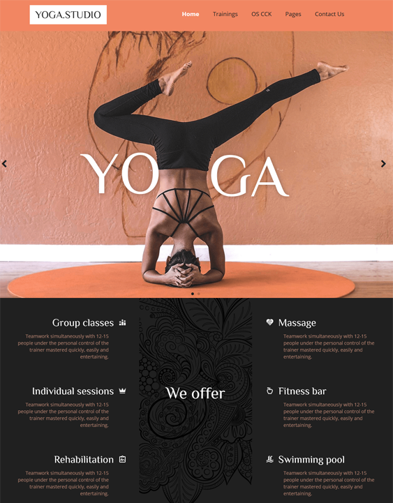 best joomla templates yoga studios teachers feature