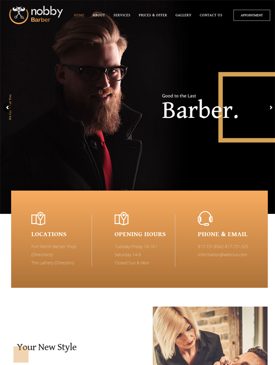 wordpress themes barber shops barbers