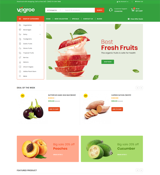 opencart themes for selling groceries food baked goods