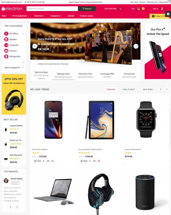 opencart themes for selling electronics