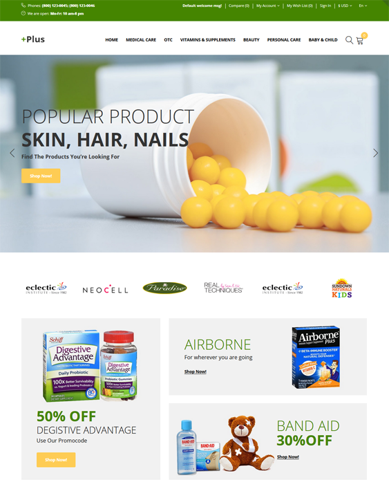 opencart themes for health medical stores