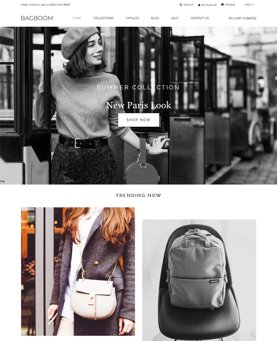 best shopify themes for selling handbags purses feature