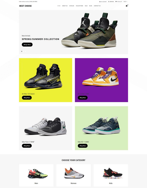 best shopify themes for selling footwear shoes feature