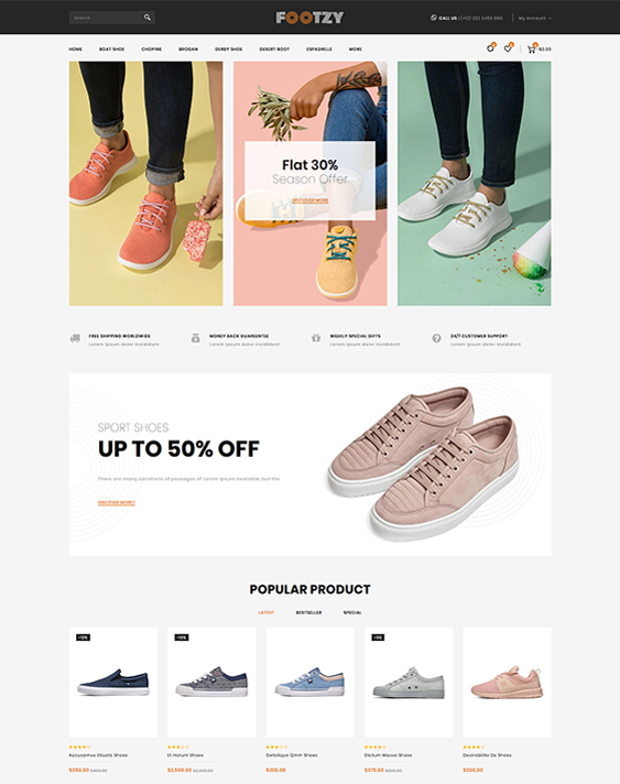 shopify themes for selling footwear shoes