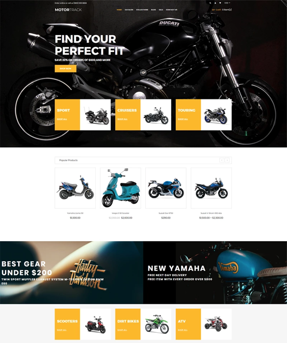 shopify themes for selling motorcycles accessories