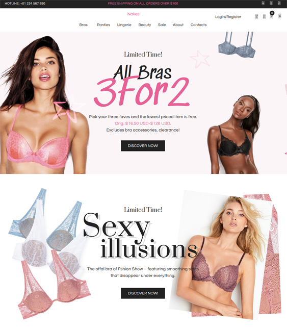 lingerie woocommerce themes for selling bras underwear