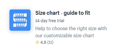 shopify apps plugins for size guides charts
