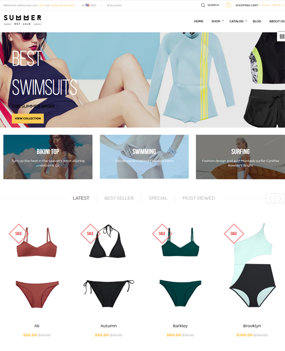 shopify themes for selling bikinis bathing suits swimwear