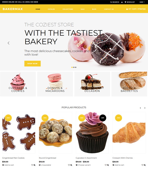best bakery shopify themes for selling cakes cookies bread feature