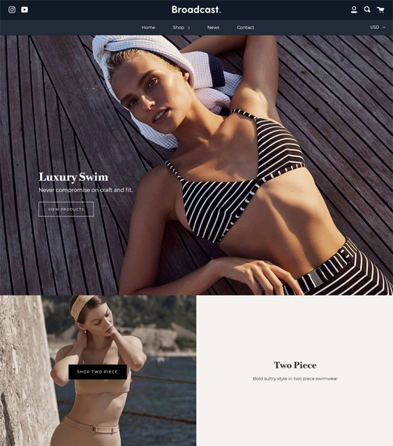 best shopify themes selling bikinis bathing suits swimwear feature