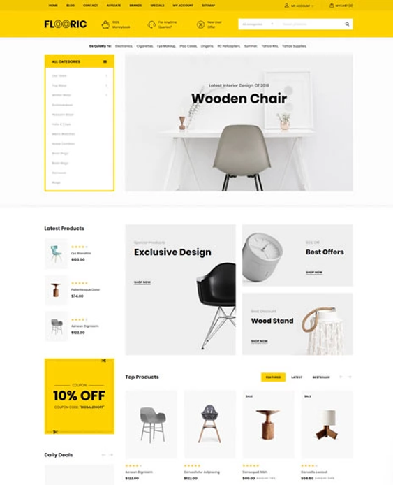 opencart themes for selling furniture online