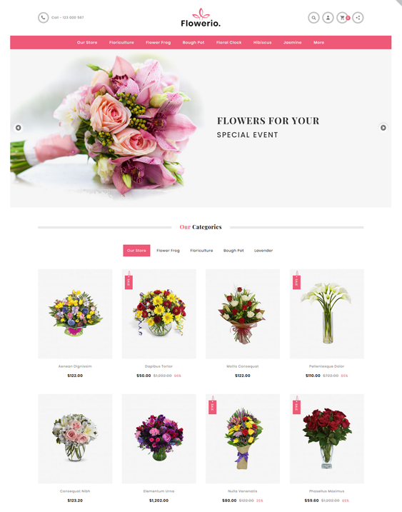 opencart themes for florists flower shops