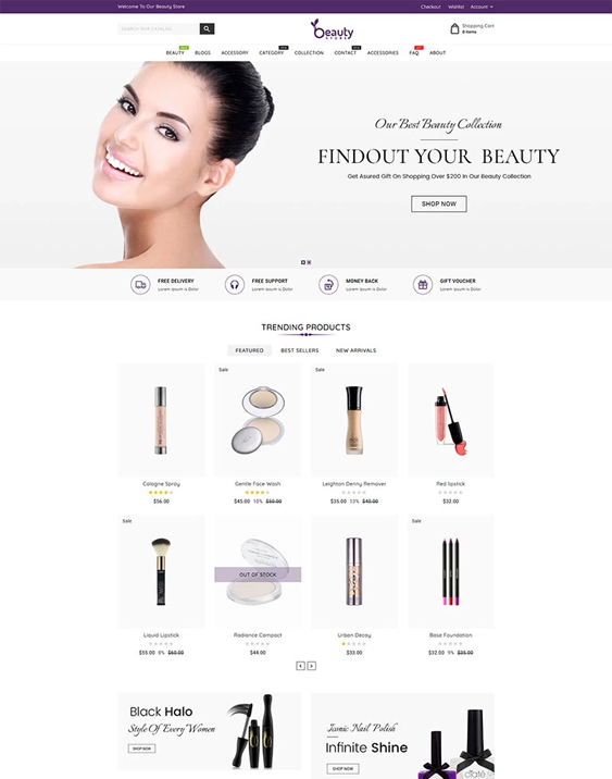 shopify themes for selling beauty products cosmetics makeup perfume