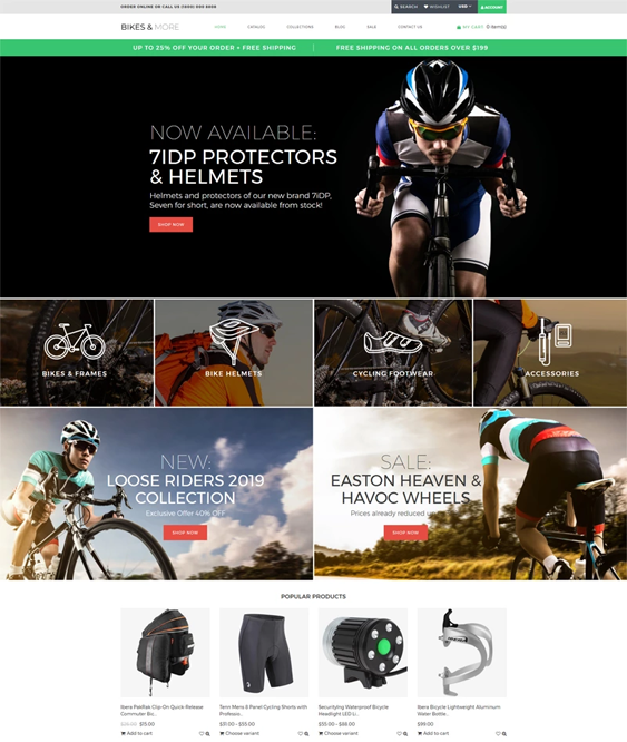 shopify themes for bike and cycling stores