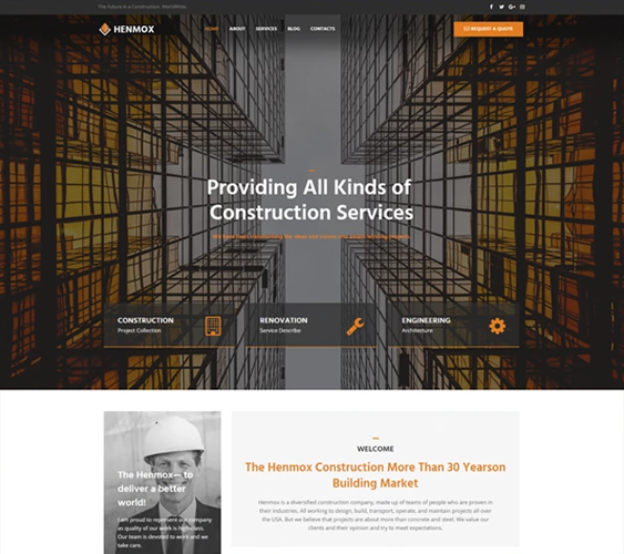 best wordpress themes for construction companies and building contractors feature