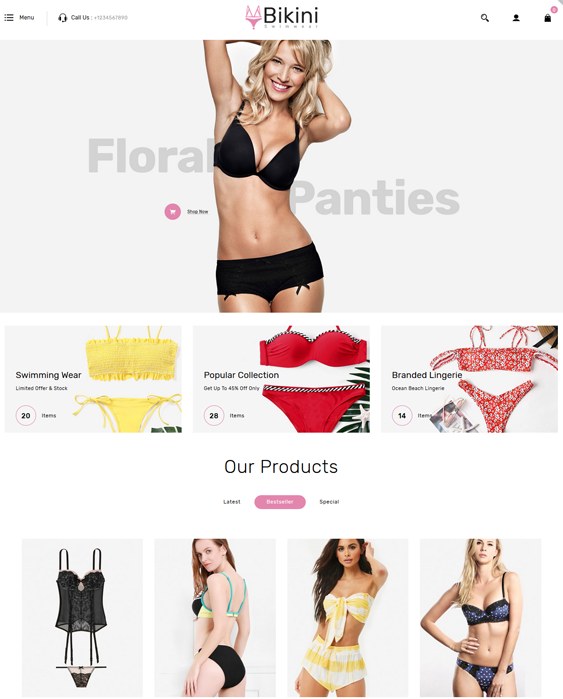best opencart themes for selling bikinis swimear underwear lingerie feature