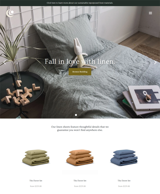 shopify themes blankets bedding linen feature