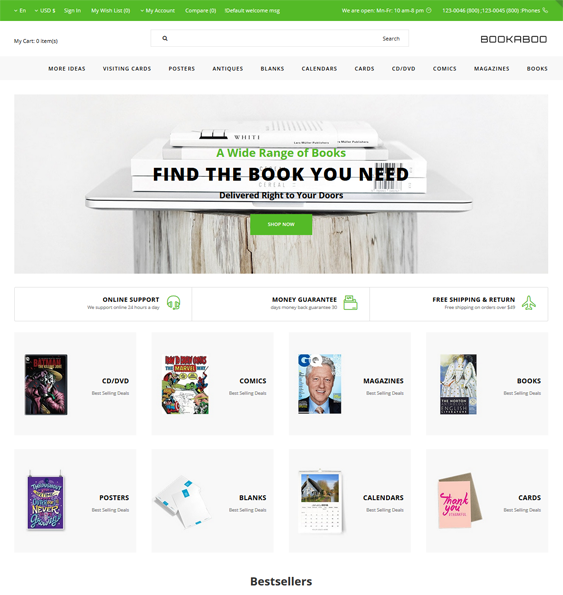 opencart online book store templates