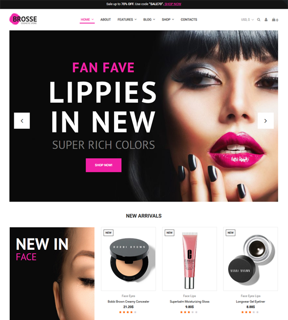 beauty WooCommerce theme for selling cosmetics, skincare, and makeup
