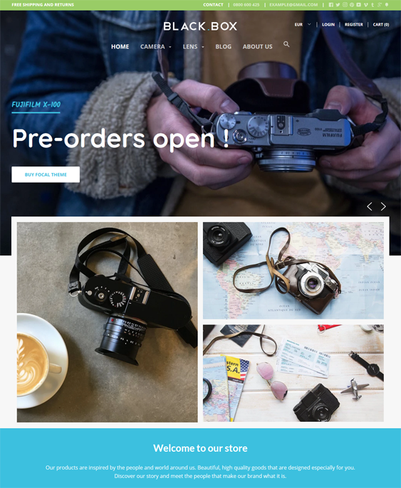 camera store shopify themes feature