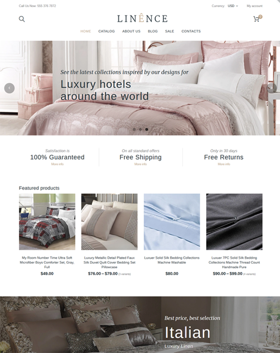 shopify themes for selling bedding blankets linens